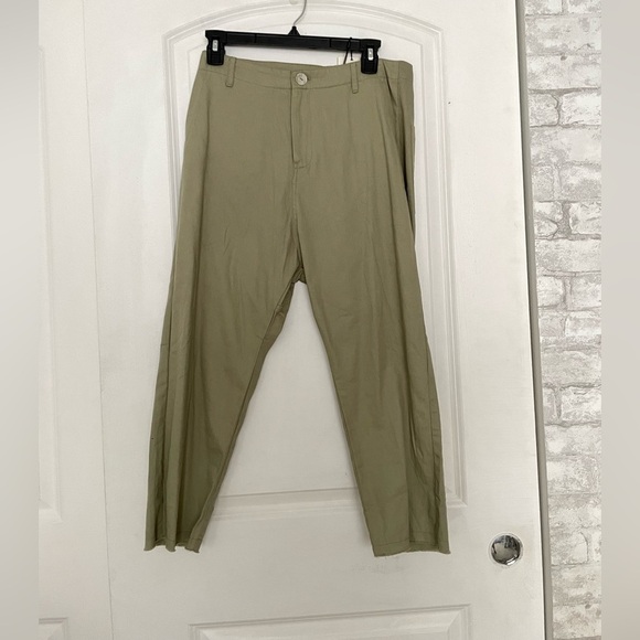 Acacia Dublin pants moss green raw hem cotton S Small - Picture 6 of 13